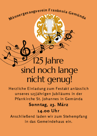 Jubiläumsprogramm 125 Jahre MGV Gemünda