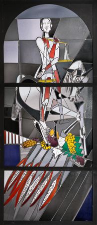 Georg Meistermann, Glasbild "Der Hunger" (Apokalyptischer Reiter), 1954/1990  