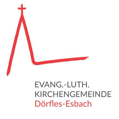 Das Logo der ev. Kirchengemeinde Dörfles-Esbach in weiß und rot