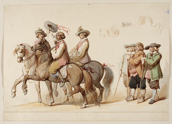 Ferdinand Rothbart, Kunstsammlungen der Veste Coburg Entwurf zum Wandgemälde „Hochzeitszug Johann Casimirs“ Handzeichnung, 1854