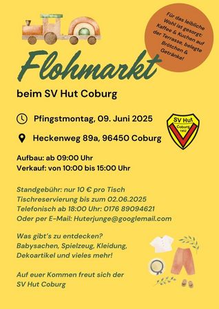 Flohmarkt beim SV Hut Coburg Veranstaltungsflyer
